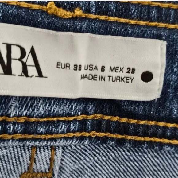 Zara The Marine Wide Leg Denim Jeans Women's Size 6 Raw Hem - Picture 3 of 3